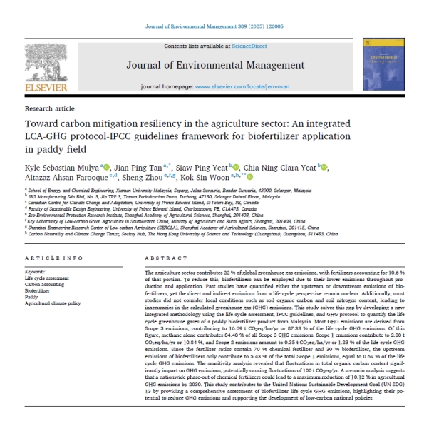 Study-on-Greenhouse-Gas-Mitigation-in-Paddy-Farming-Published-by-XMUM-Team
