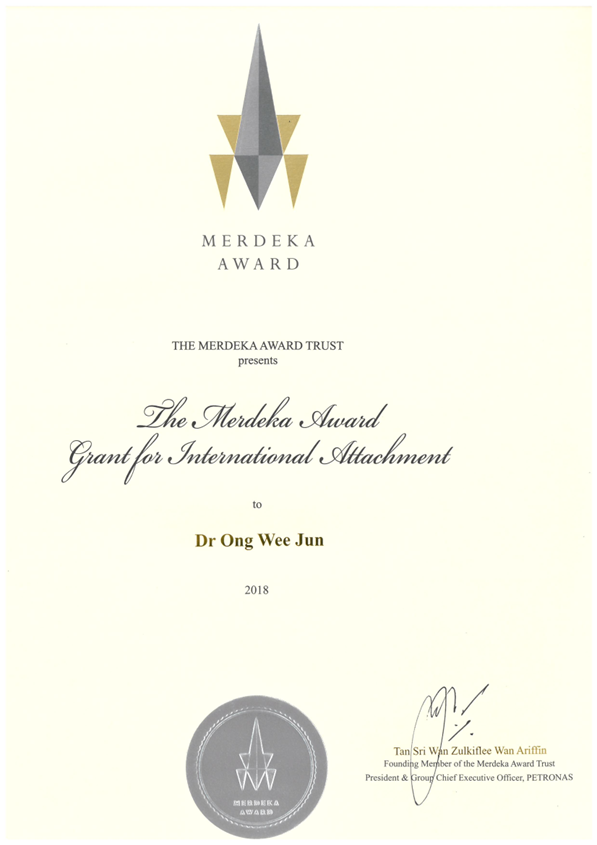 Dr. Ong Wee Jun Receives Prestigious Merdeka Award Grant (2)