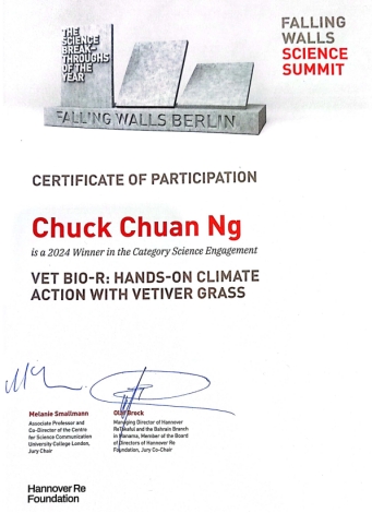 Dr. Ng Chuck Chuan and Vetiver Bio-R Project Awarded Top 21 Global Winners of Falling Walls Engage 2024 3
