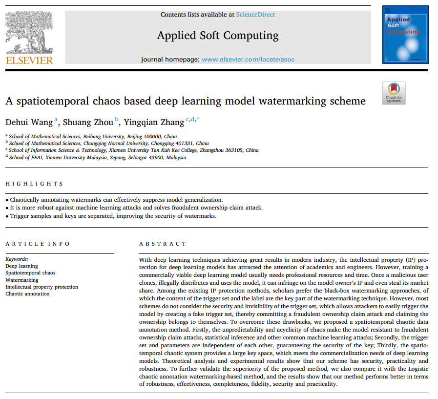 Prof. Zhang Yingqian & Team Publish on AI reliability in Applied Soft Computing