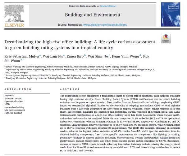 Ts. Dr. Vincent Woon and NESE Students Publish in Building and Environment (2)