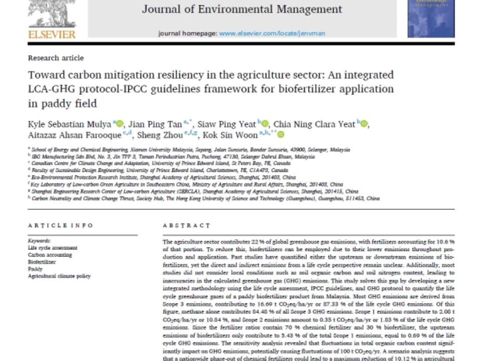 Study-on-Greenhouse-Gas-Mitigation-in-Paddy-Farming-Published-by-XMUM-Team