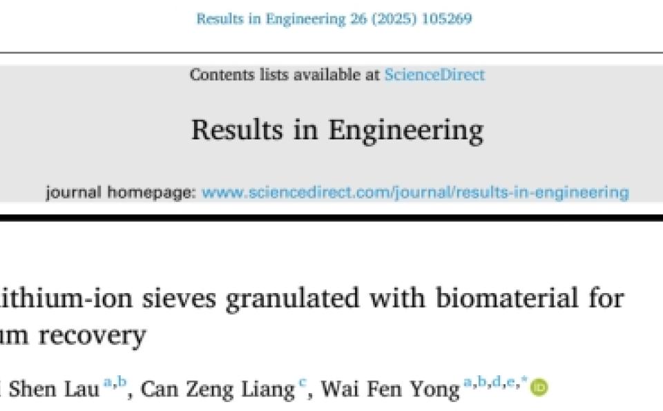 Prof. Ir. Dr. Yong Wai Fen & Team Publish in Results in Engineering