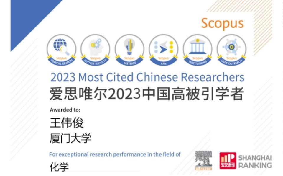 Prof. Ong Wee Jun Among 2023 Most Cited Chinese Researchers by Elsevier (1)