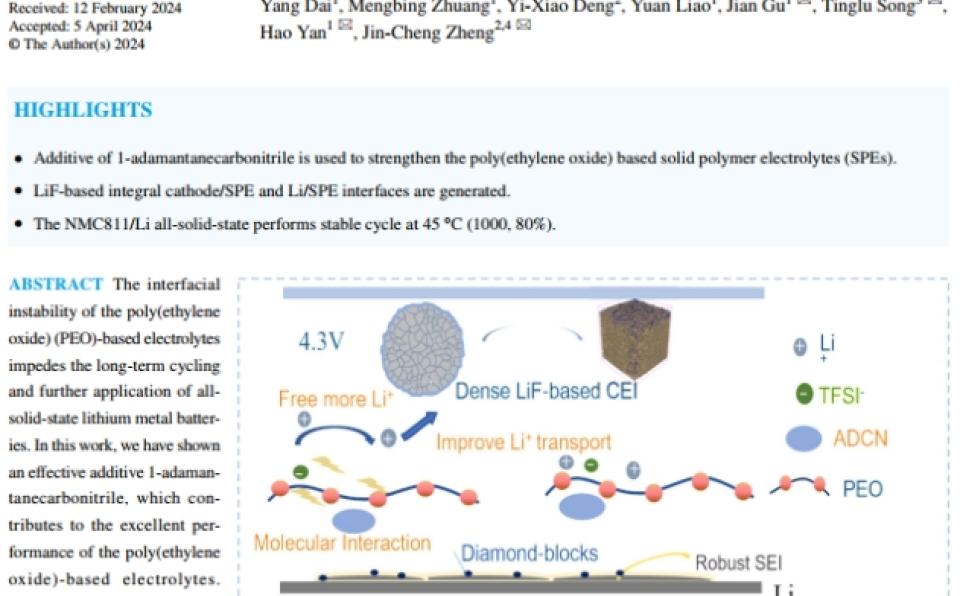 Prof. Zheng Jin-Cheng Publishes in the Nano-Micro Letters