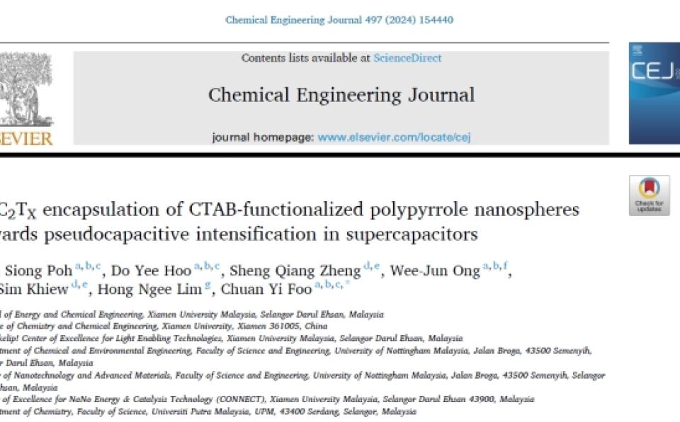 School of Energy and Chemical Engineering Develops High-Performance Nanocomposite Active Material for Supercapacitors