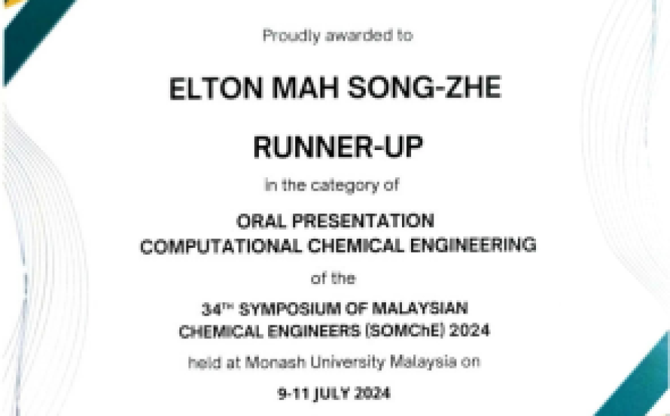 School of Energy and Chemical Engineering Postgraduates Stand Out at 34th Symposium of Malaysian Chemical Engineers (1)