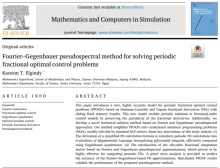 Dr. Kareem T. Elgindy Publishes in Mathematics and Computers in Simulation